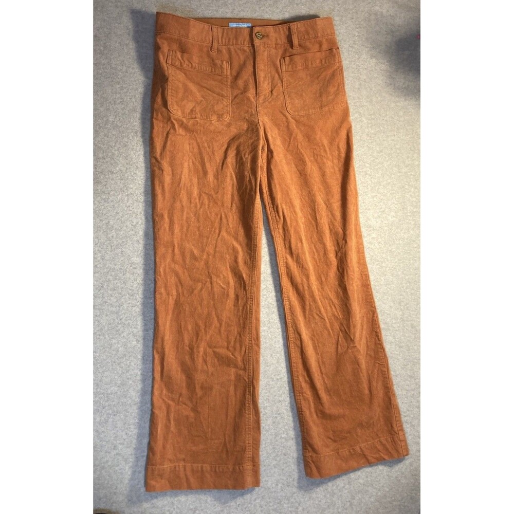 Draper James RSVP Sz 12 Corduroy Pants Orange Retro Wide Leg Stretch Boho 70s
